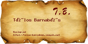 Tálos Barnabás névjegykártya