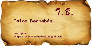 Tálos Barnabás névjegykártya